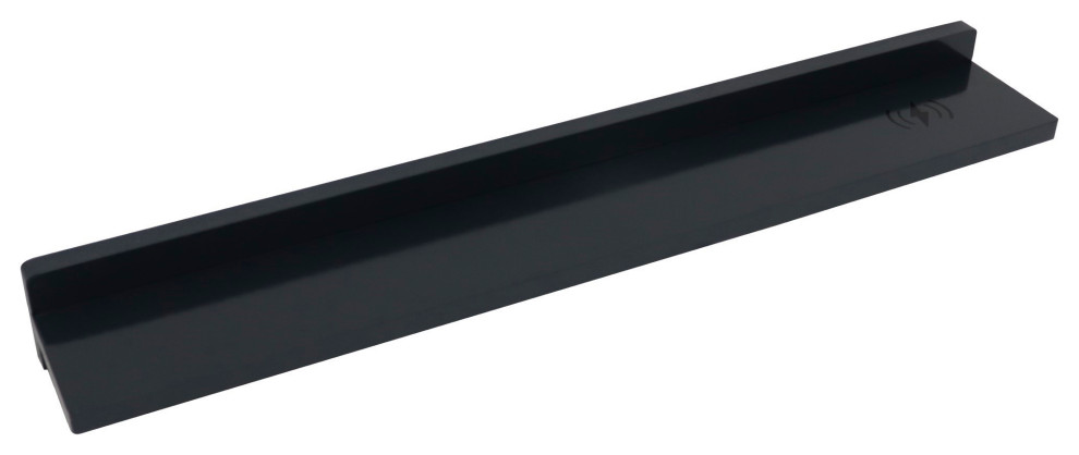 Smart Wood Floating Shelf With Wireless Charging, Dark Gray, 30"