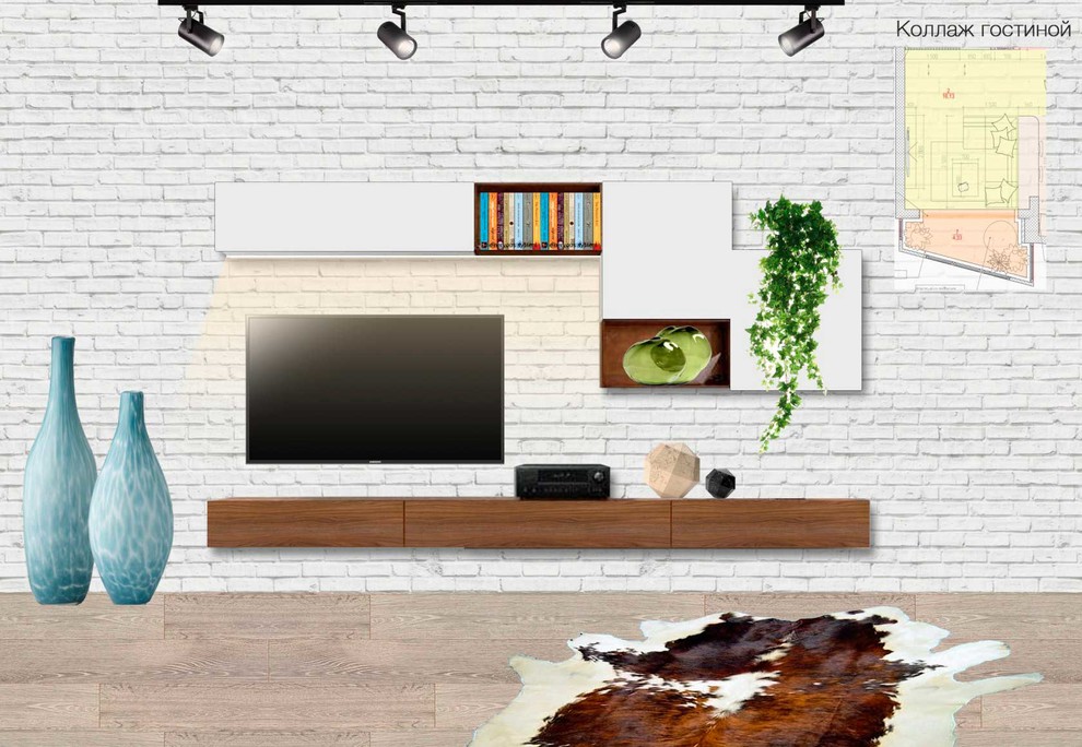 Эскизный проект квартиры студии. ЖК Лобачевский. Площадь: 50 м2.