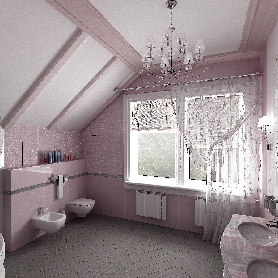 Дизайн-проект ванной в стиле "Шале"