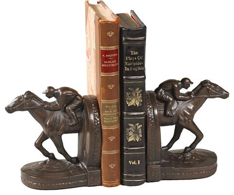 Bookends Bookend Lodge Horseshoe Rider Cast Resin Hand-Painted