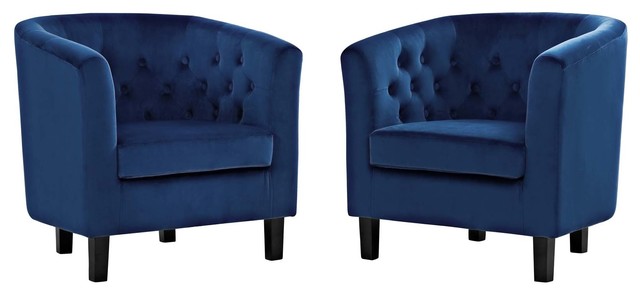 Modern Armchair Accent Chair Set Of 2, Blue Arm Chairs