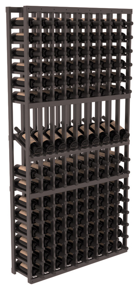 9 Column Display Row Wine Cellar Kit, Pine, Black/Satin Finis