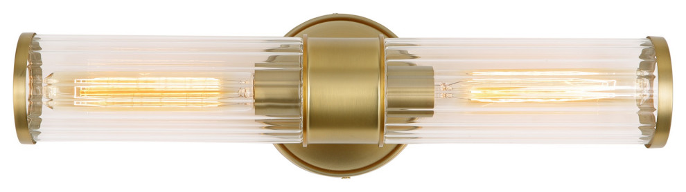 Hamilton 2 Light Vanity Sconce, Satin Brass