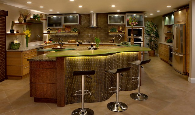 Amber Glass& Coconut  Bamboo Kitchen eklektisk-koek