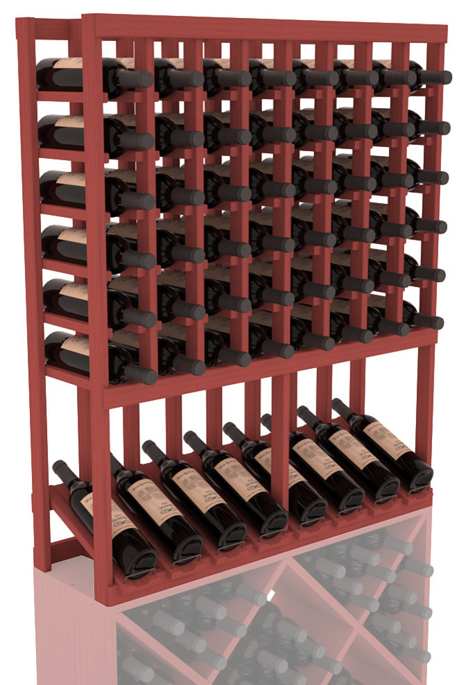 High Reveal Wine Rack Display, Pine, Cherry Stain