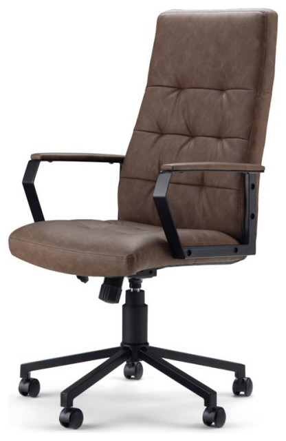 Simpli Home Foley Faux Leather Swivel Office Chair In Distressed Brown Industrial Office Chairs By Simpli Home Ltd