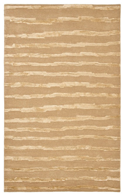 Handmade Soho Stripes Beige/ Gold N. Z. Wool Rug (8'3 x 11')