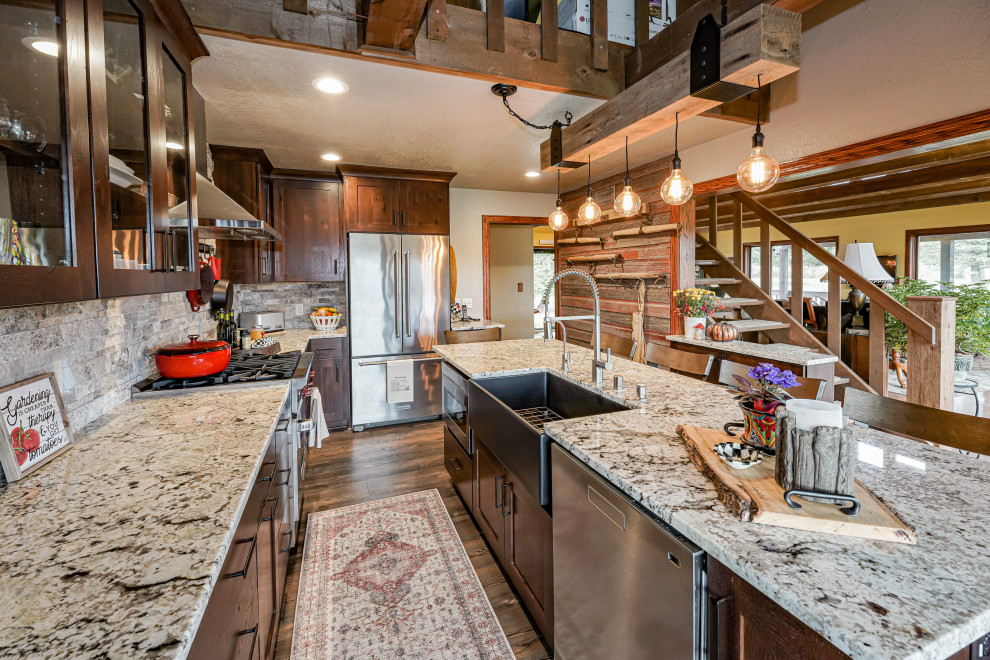 Inspiration for a rustic kitchen remodel in Milwaukee