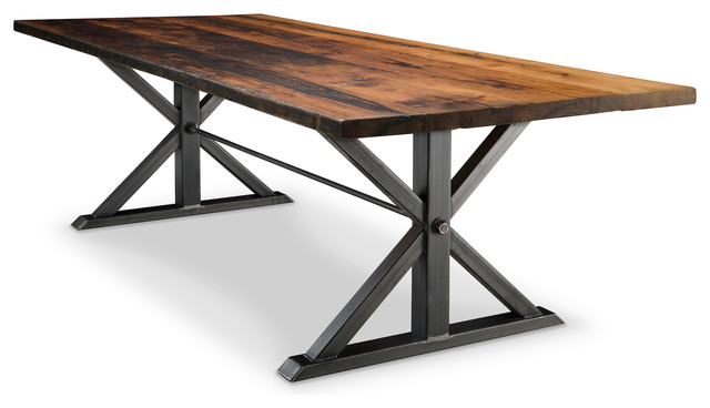 Jackson Double Pedestal Reclaimed Wood Dining Table Industrial