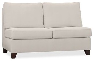 Cameron Upholstered Armless Love Seat, Polyester Wrapped Cushions, Twill Cream