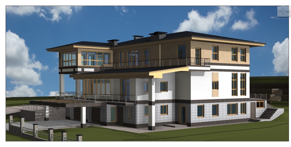 Дом на рельефе в стиле Райта