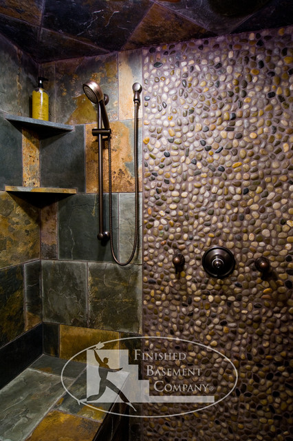 Basement Stone Shower - Eclectic - Bathroom - Minneapolis 