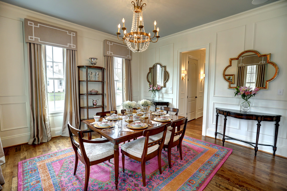 Elegant dark wood floor enclosed dining room photo in Richmond