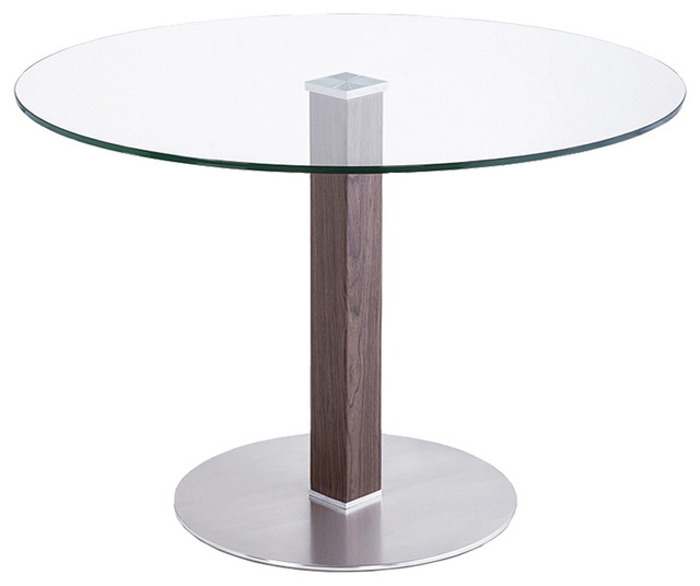 Cafe Brushed Stainless Steel Dining Table With Clear Glass