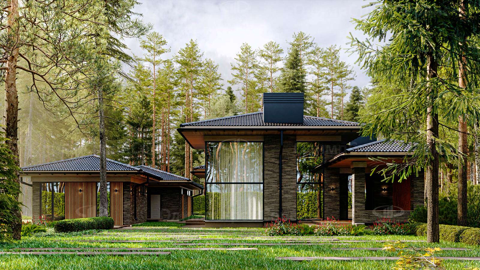 Одноэтажный дом «Фирст» с отдельно стоящей баней