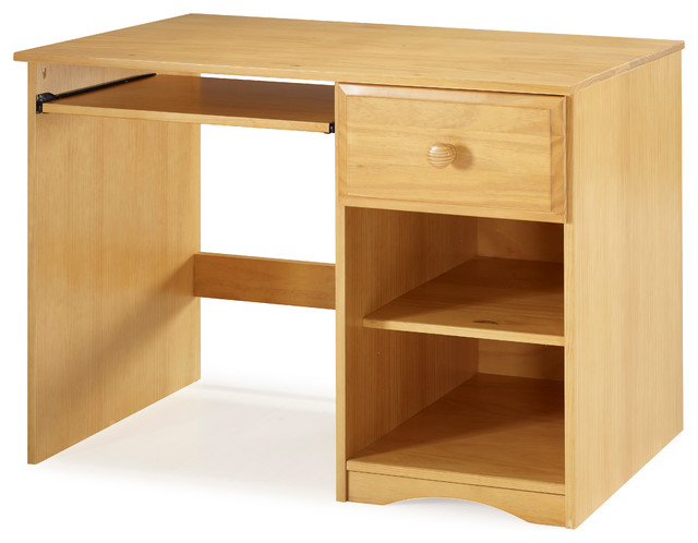 Essentials Computer Desk With Keyboard Tray Natural Finish