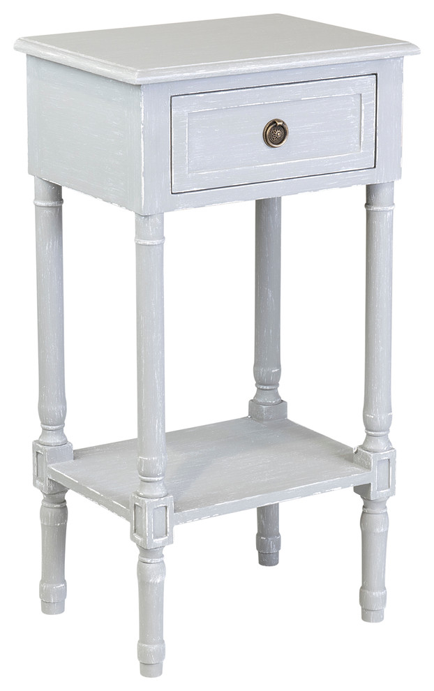 East at Main Lilith 1drawer Light Grey Side Table French Country