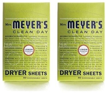 Mrs. Meyer's Dryer Sheets, Lemon Verbena, Case Of 12, 80 Sheets