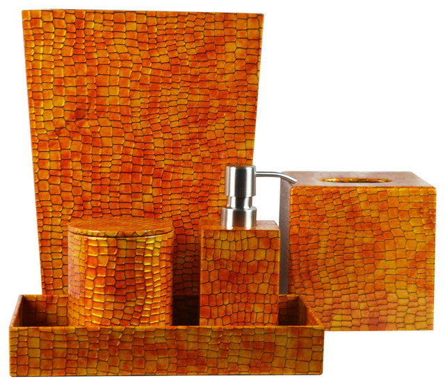 Genuine Leather Bathroom 5Piece Bath Set Contemporary Bathroom