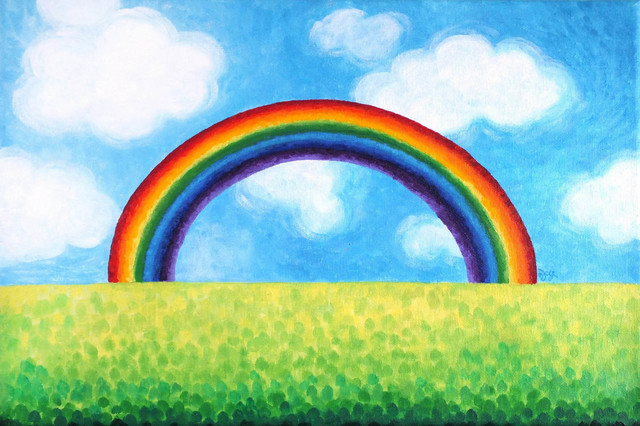 "Bright Rainbow" by Nicola Joyner Painting Print Wrapped Canvas, 18x12