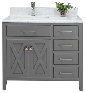 Dover Vanity With Marble Top, Gray, 36"