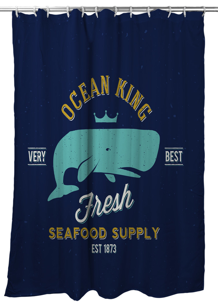 Ocean King Whale Shower Curtain Beach Style Shower Curtains