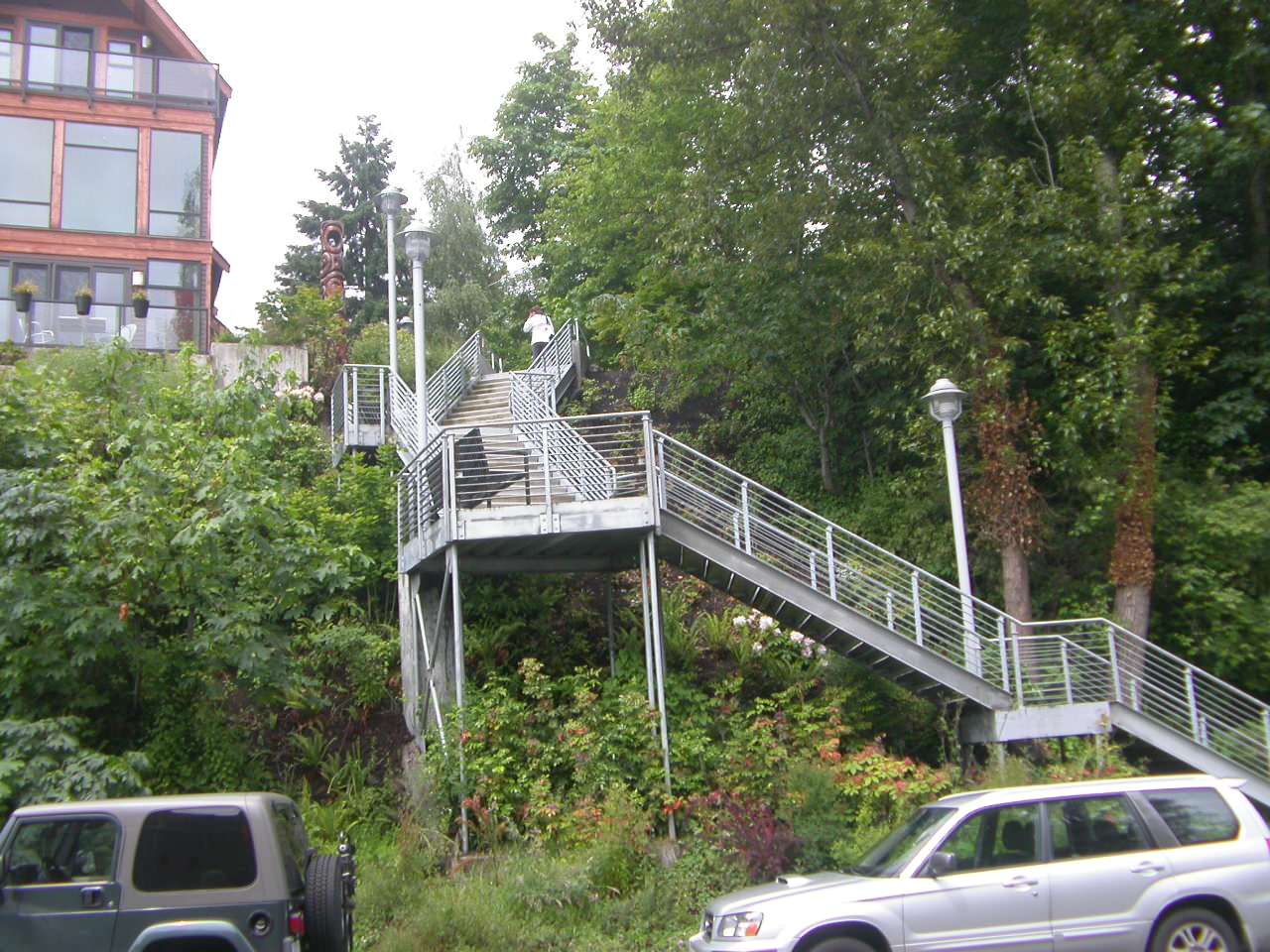 Elevated stairway from Leschi park and condominiums