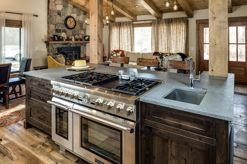 Inspiration for a rustic kitchen in Detroit.