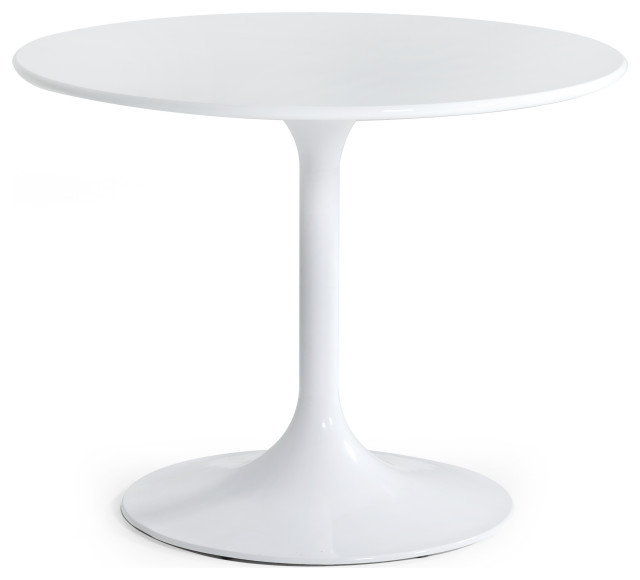 Modrest Karen Mid-Century White Round Dining Table - Midcentury