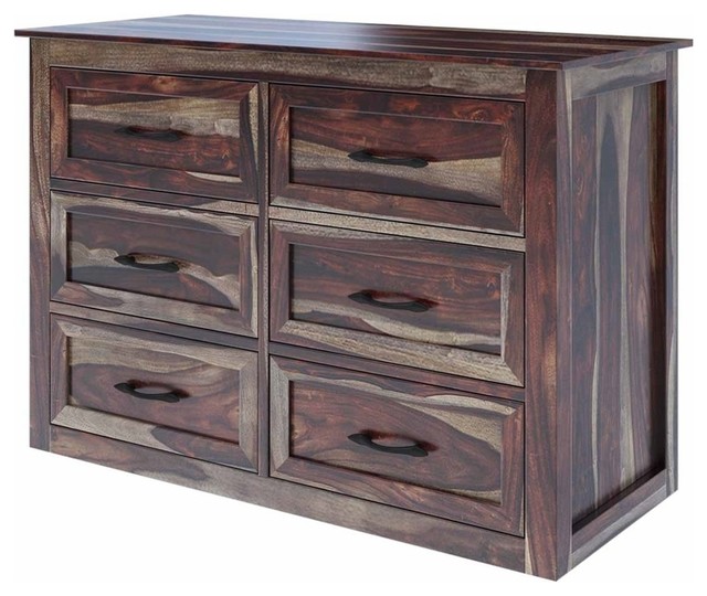 Jamaica Modern Solid Wood Bedroom Dresser Chest With 6 Drawers