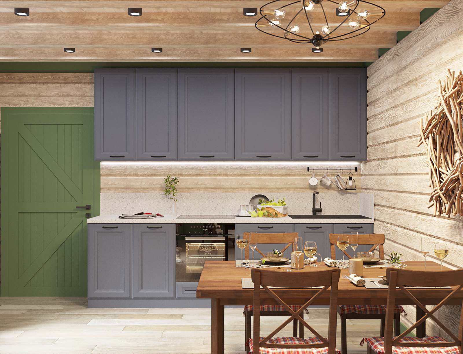 Брусовый дом выходного дня в Кантри стиле