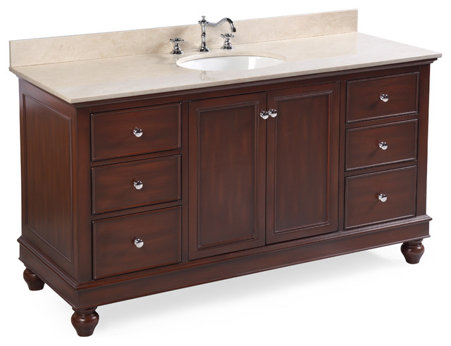 Bella 60" Bath Vanity, Base: Charcoal Gray, Top: Carrara ...