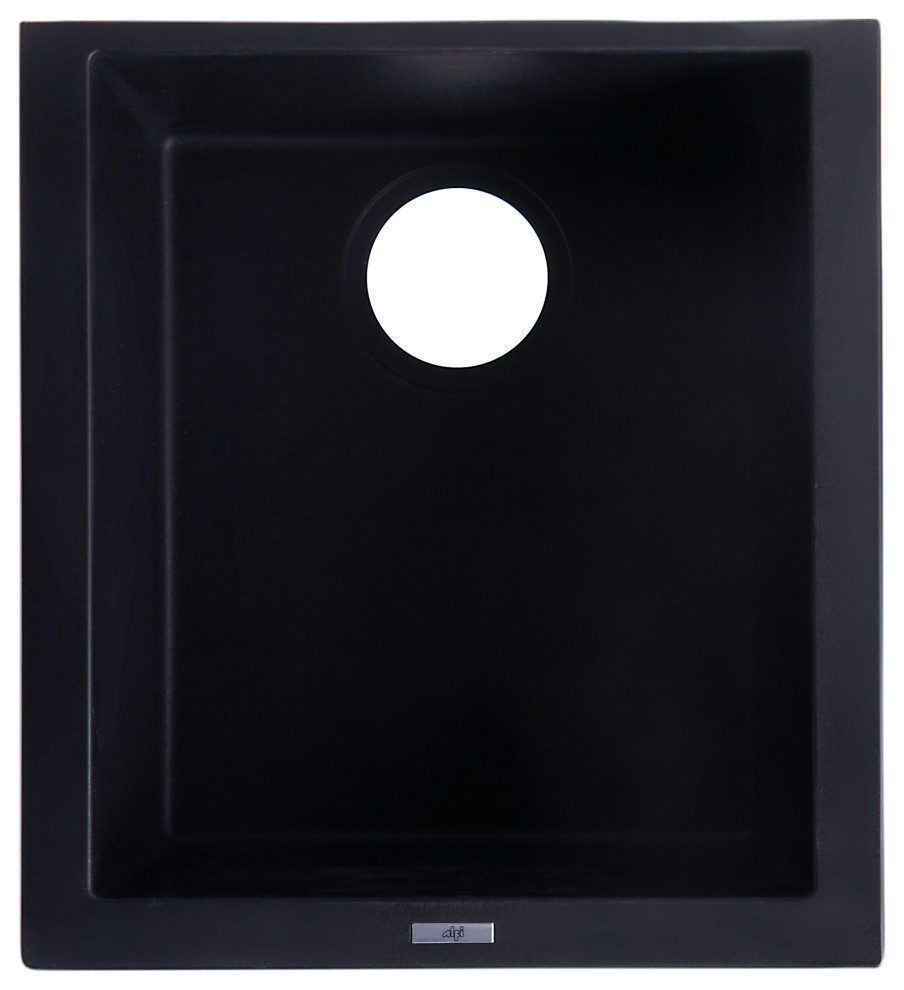 Alfi Brand Black 17" Undermount Rectangular Granite Composite Kitchen