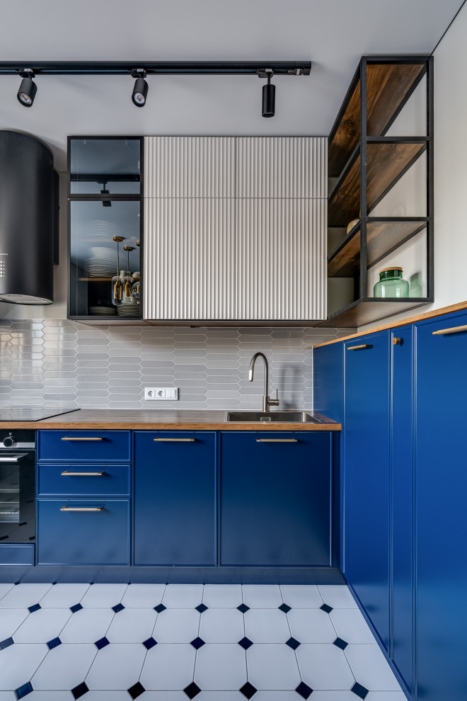 Современная синяя кухня