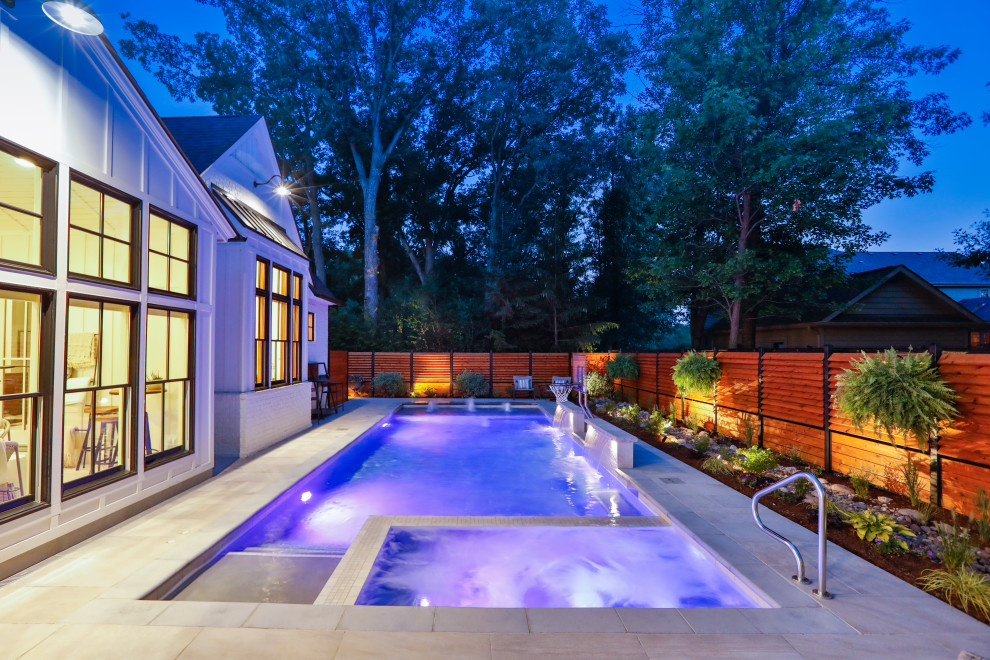 Lemont, IL Rectilinear Pool with Interior Hot Tub Klassisch Pools