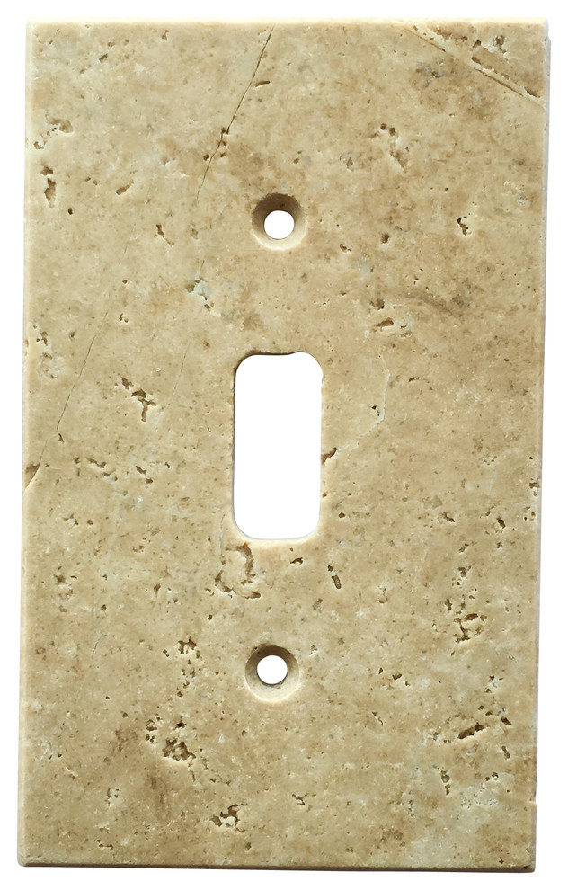 Light Walnut Travertine Switch Plate Cover Toggle, 2.75"x4.5"