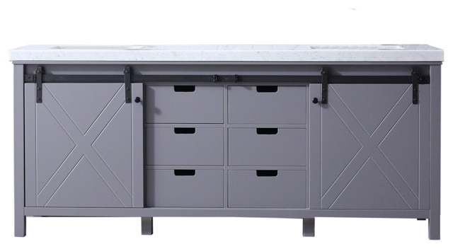 Lexora Marsyas Bathroom Vanity, Dark Gray, 80", Top, Sink