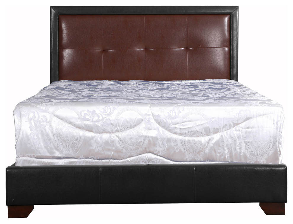 Panello Dark Brown Panel Bed, King Transitional Platform Beds by
