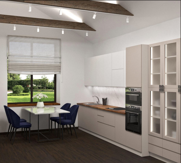 Гостиная-столовая в загородном доме