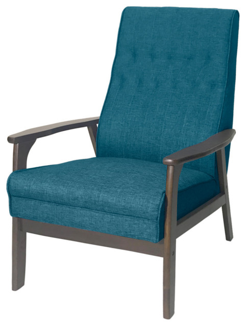 Xanthe Accent Chair, Blue and Walnut