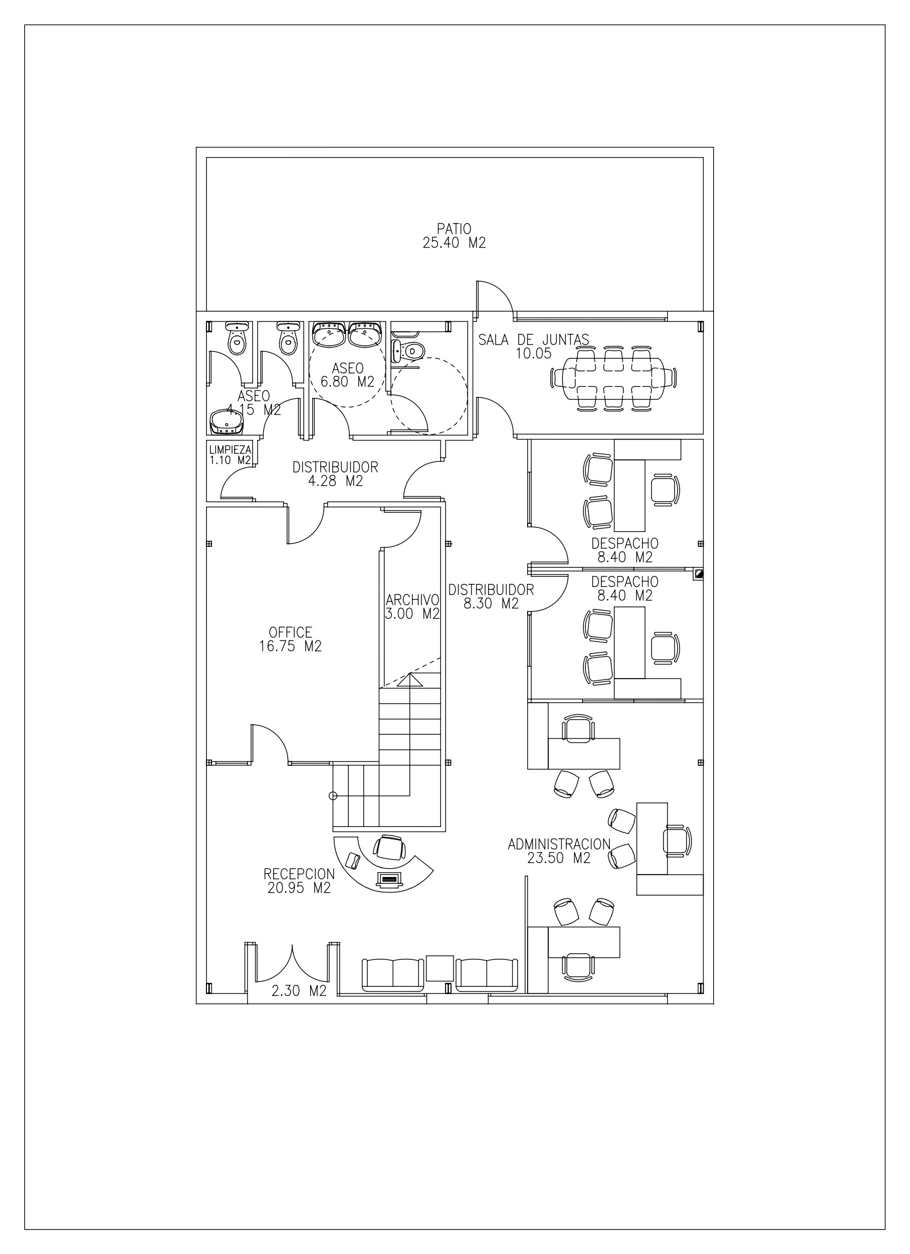 Acondicionamiento nave para uso de oficina de 275 m² construidos dos plantas.
