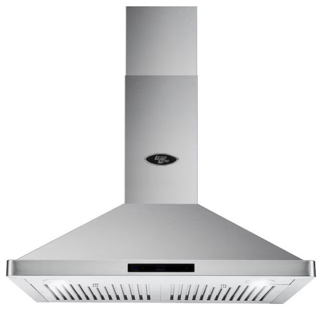 Wall Mount Pyramid Range Hood with LED, 30" Contemporary Range