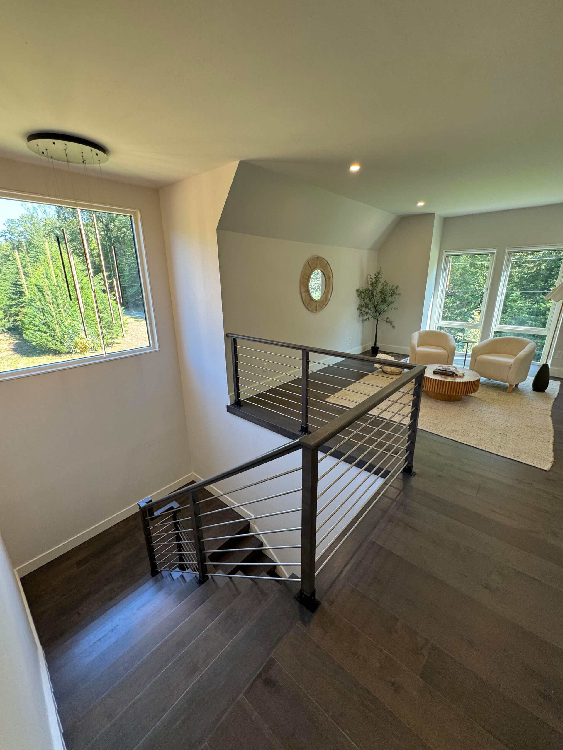 137_Transitional Maple Staircase with Stainless Steel Rail, Clifton, VA 2014