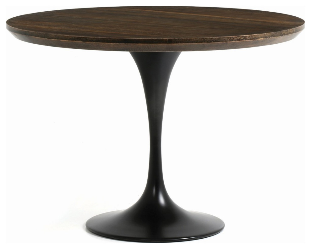Aero Tulip Brown Oak Round Dining Table 42" Midcentury Dining Tables by Zin Home Houzz