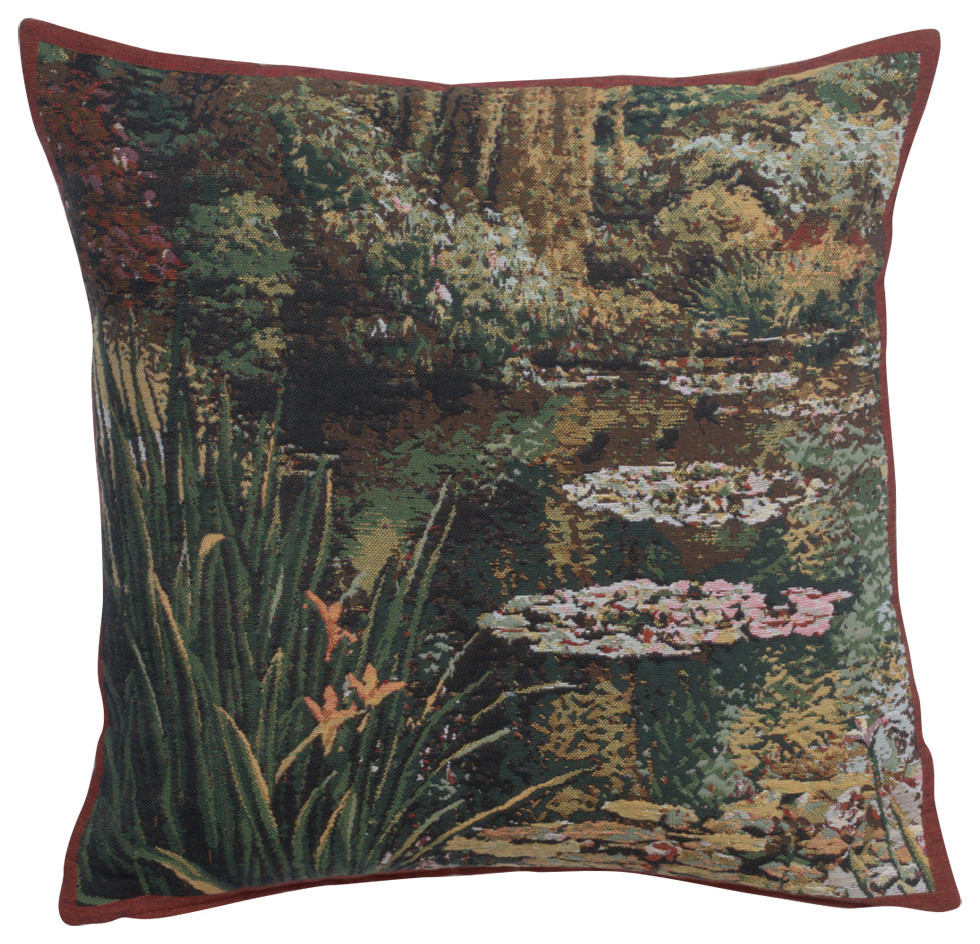 Greenery Monet's Garden  Decorative Couch Pillow Cover