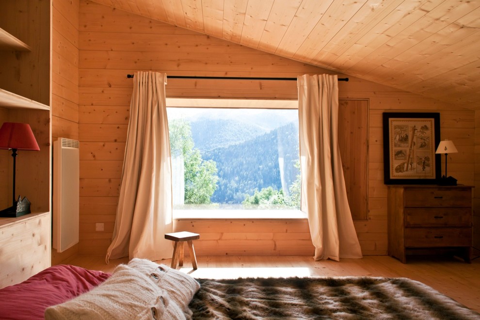 Inspiration pour une chambre chalet.