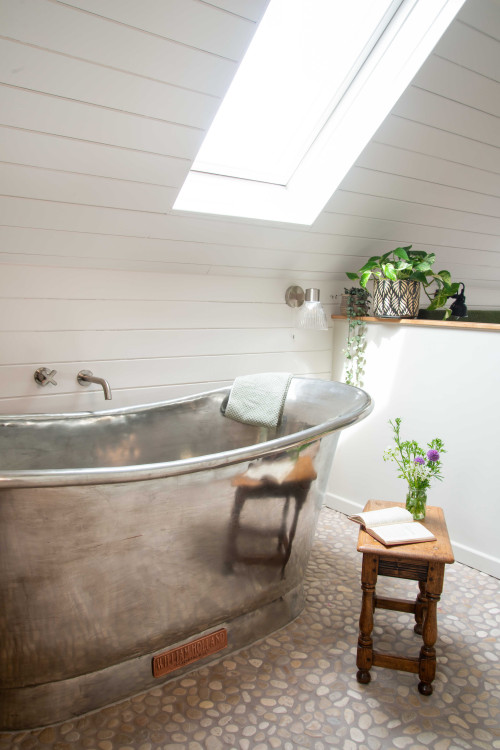 Scandinavian Rustic Bliss with Metal Bathtub