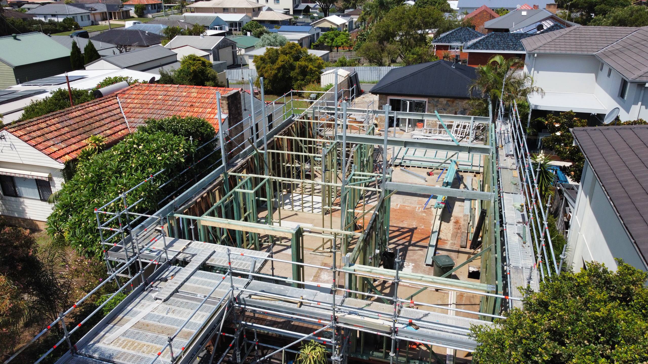 New internal and external walls erected and steel installed