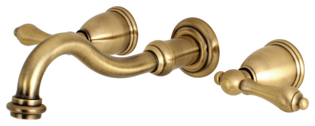 Kingston Brass 2-Handle Wall Mount Bathroom Faucet, Antique Brass