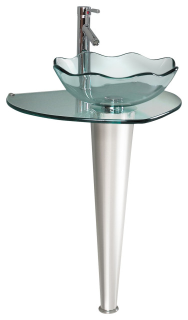 Fresca Vetro Netto 24 Modern Glass Bathroom Pedestal Cmb1036 V